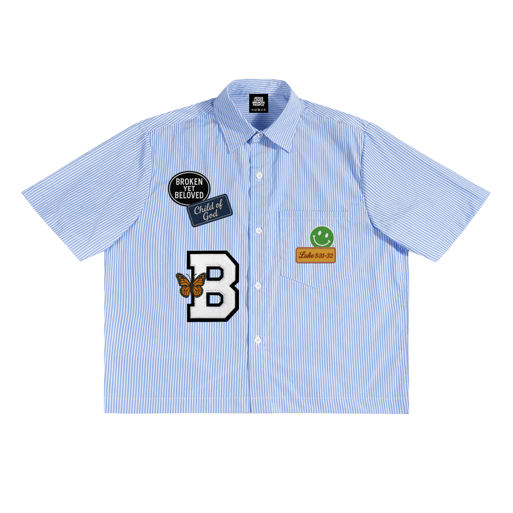 boxyshirt,boxystrippedshirt,jesuslovesbrokenpeople,buttonup